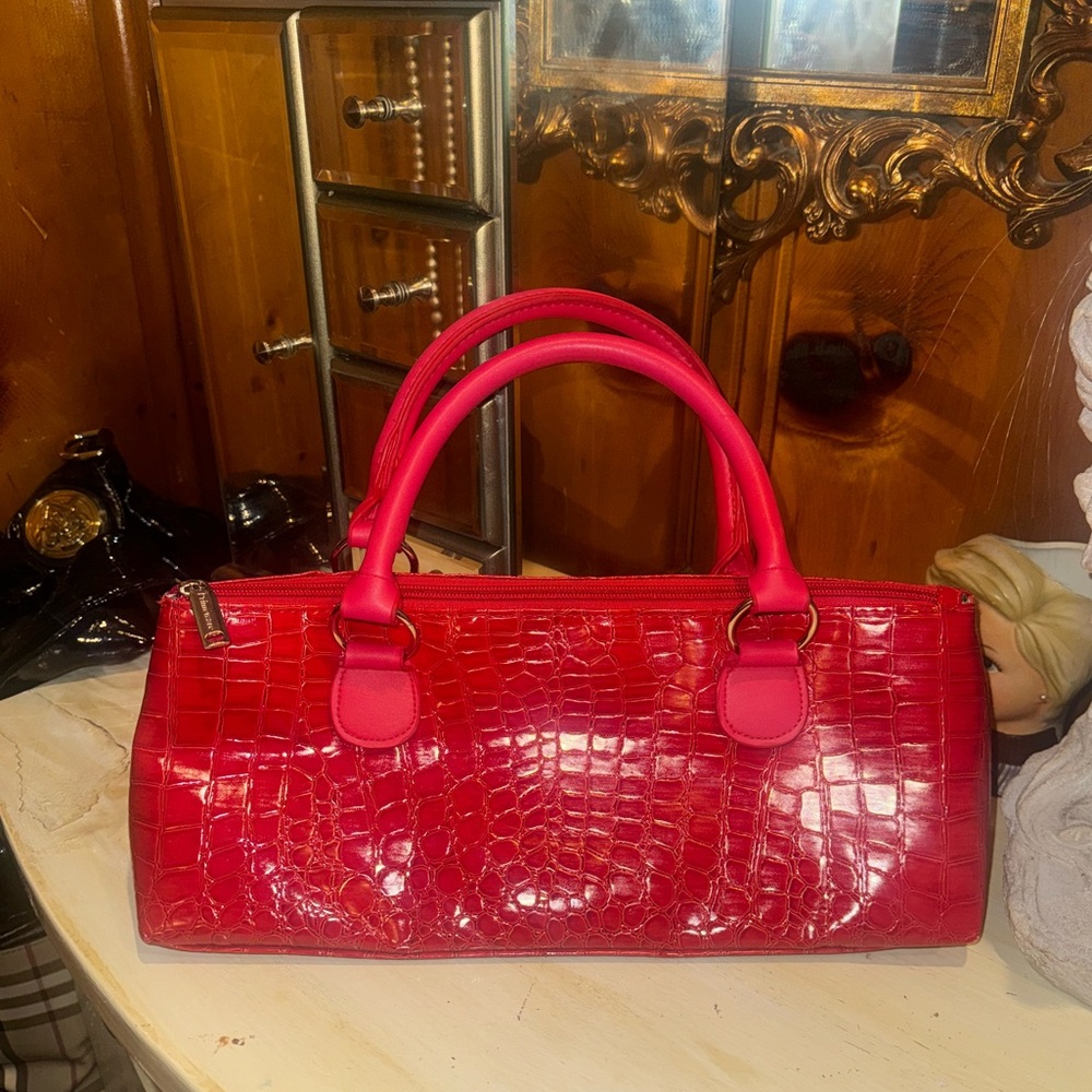 Primeware insulated wine tote bag red croc